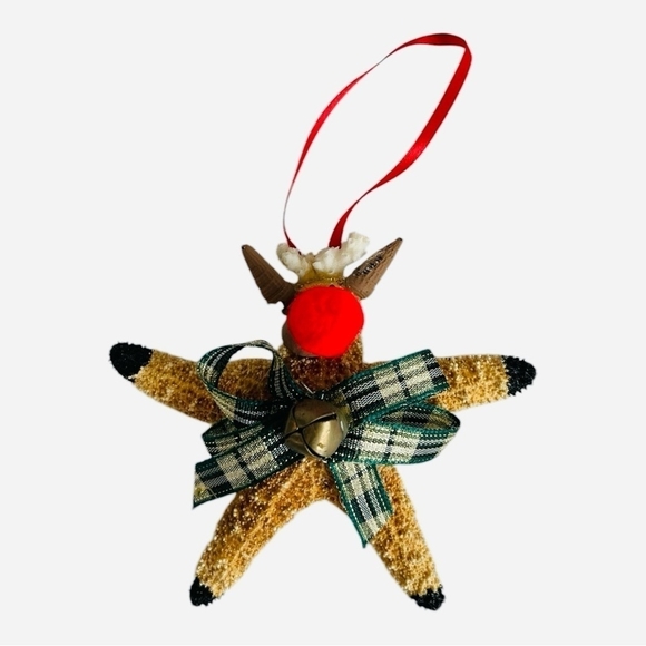 Christmas Ornament Rudolph Starfish Shells Ornament Rudolph Reindeer Xmas Decor - Picture 3 of 4